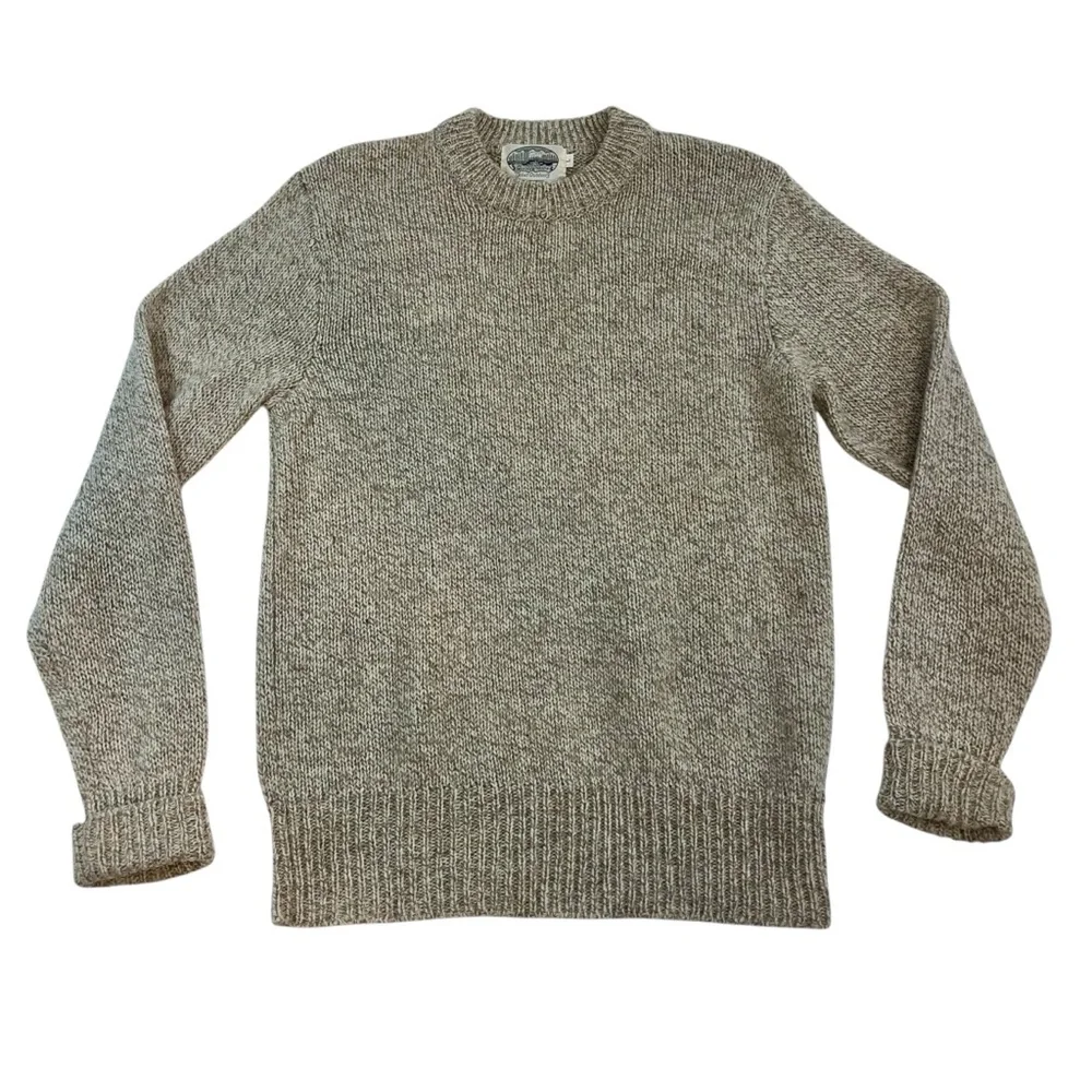 Vtg Britches Great Outdoors Sweater Mens Large Oatmeal Wool Nylon Crew Neck